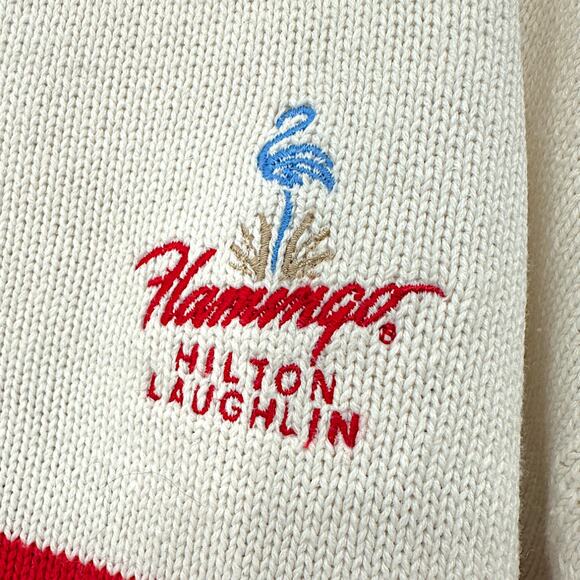 VINTAGE Flamingo Hilton Hotel Casino Laughlin Nevada V-Neck Southwest Sweater XL - Picture 2 of 6